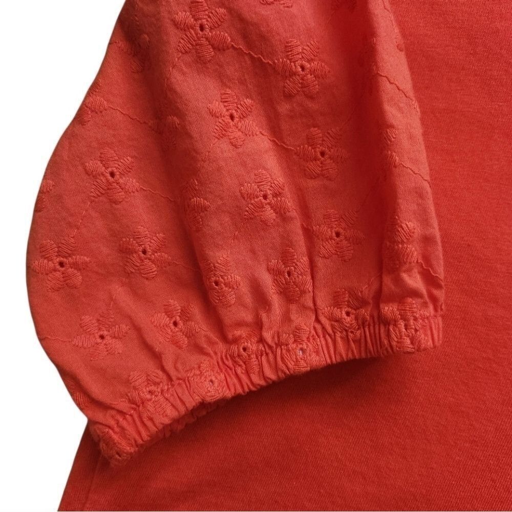 Carter's Kids Girls Orange Eyelet Puff Short Sleeve Crop Top Soft Cotton Size 12 - Picture 11 of 12